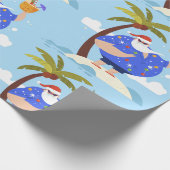 Papier Cadeau plage tropicale été Noël vacances père Noël (Coin)