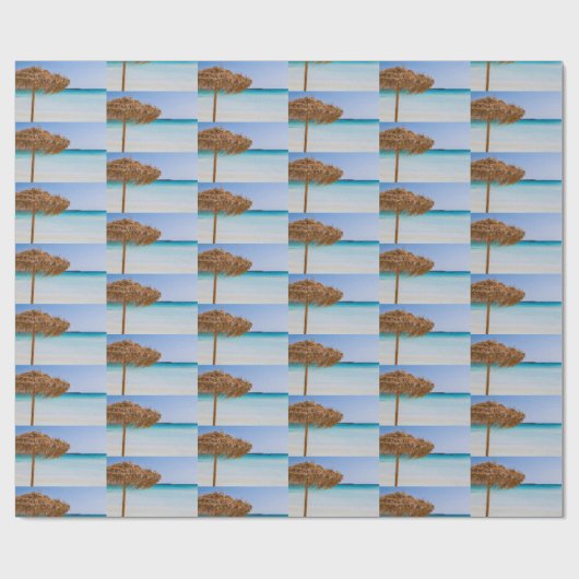 Papier Cadeau Plage tropicale panoramique avec motif de parasol  (Plat)