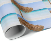 Papier Cadeau Plage tropicale panoramique avec motif de parasol  (Coin rond)