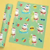 Papier Cadeau Plage tropicale Surf Père Noël Noël mignon