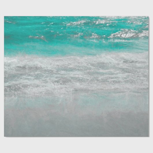 Papier Cadeau Plage Turquoise Ocean Waves Tropical Coastal Art (Plat)