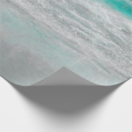 Papier Cadeau Plage Turquoise Ocean Waves Tropical Coastal Art (Coin)