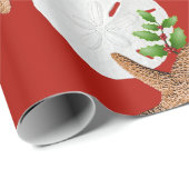 Papier Cadeau Plage Wreath Grand Motif Noël (Coin rond)