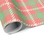 Papier Cadeau Plaid à base rouge de Noël (Coin rond)