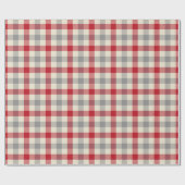 Papier Cadeau Plaid à la ferme rouge et grise (Plat)