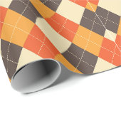 Papier Cadeau Plaid Argyle d'Automne (Coin rond)