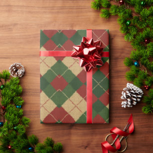 Papier Cadeau Plaid Argyle de Noël