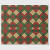 Papier Cadeau Plaid Argyle de Noël (Plat)