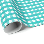 Papier Cadeau Plaid bleu Aqua (Coin rond)