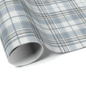 Papier Cadeau Plaid bleu épi et gris hiver (Coin rond)