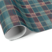 Papier Cadeau Plaid bleu et bordeaux sophistiqué - classique (Coin rond)