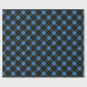 Papier Cadeau Plaid Bleu Et Noir (Plat)
