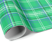 Papier Cadeau Plaid bleu et vert (Coin rond)