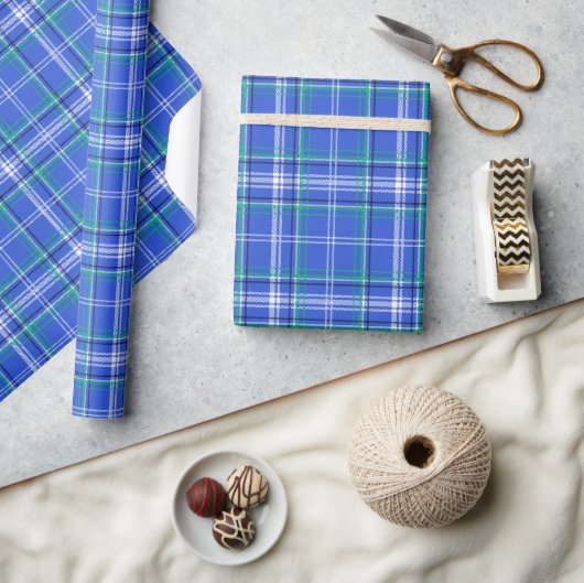 Papier Cadeau Plaid bleu et vert (Artisanat)