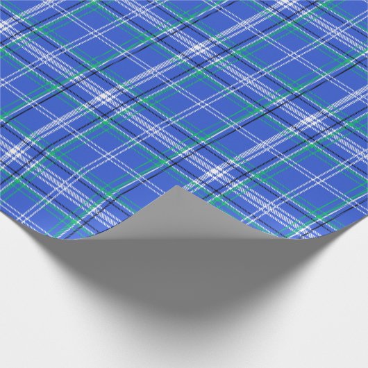 Papier Cadeau Plaid bleu et vert (Coin)