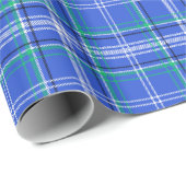 Papier Cadeau Plaid bleu et vert (Coin rond)