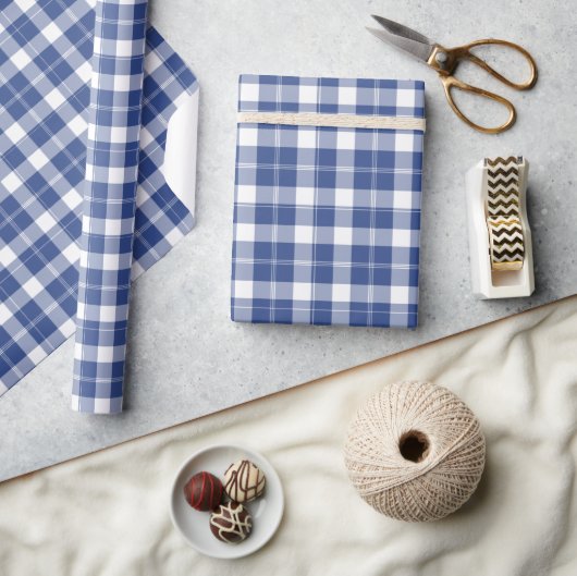 Papier Cadeau Plaid Bleu Pour Hanoukka Vacances Papier Enveloppa (Artisanat)