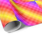 Papier Cadeau Plaid bleu rose violet rouge orange jaune (Coin rond)