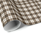 Papier Cadeau Plaid Brown de guingan (Coin rond)