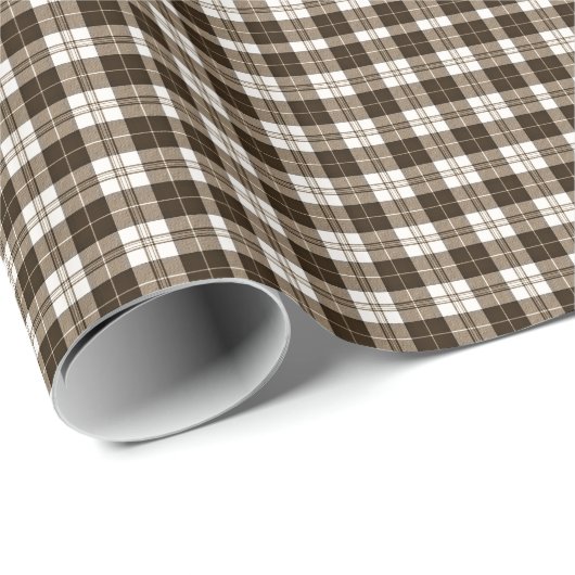 Papier Cadeau Plaid Brown de guingan (Coin rond)