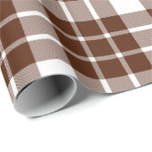 Papier Cadeau Plaid Brown et blanc|Grand Motif| (Coin rond)