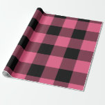 Papier Cadeau Plaid Buffalo Carré rose et noir À damiers<br><div class="desc">papier d'emballage personnalisé</div>