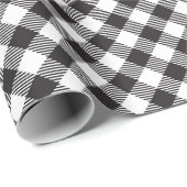 Papier Cadeau Plaid Buffalo Noir et Blanc (Coin rond)