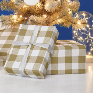 Papier Cadeau Plaid Buffalo Or et Blanc