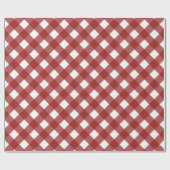 Papier Cadeau Plaid Buffalo Rouge et Blanc Diagonal (Plat)