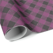 Papier Cadeau Plaid Buffalo Violet (Coin rond)