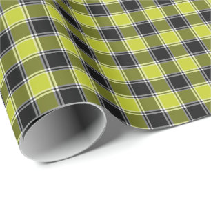 Papier Cadeau Plaid Checkered jaune et noir au néon