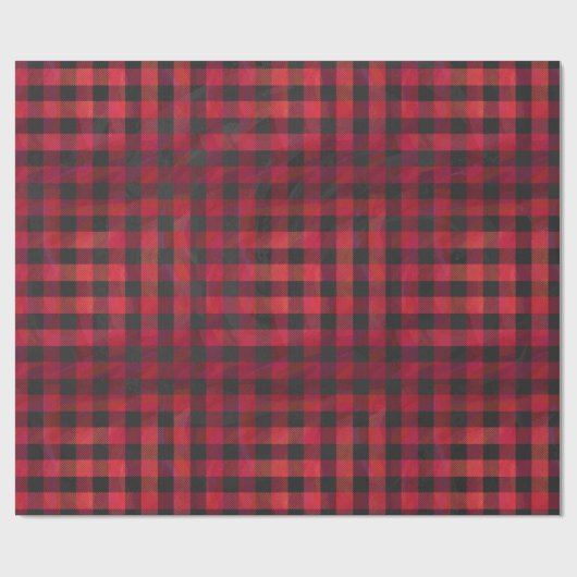 Papier Cadeau Plaid Checkered rouge et noir (Plat)
