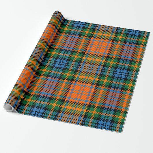 Papier Cadeau Plaid Clan Murray Blue Orange Green Tartan (Déroulé)