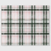 Papier Cadeau Plaid classique de Noël rose et vert (Plat)