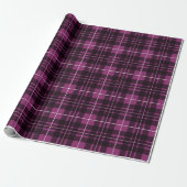 Papier Cadeau Plaid Classique de Noël Rose Foncé Tartan de Fêtes (Déroulé)