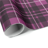 Papier Cadeau Plaid Classique de Noël Rose Foncé Tartan de Fêtes (Coin rond)