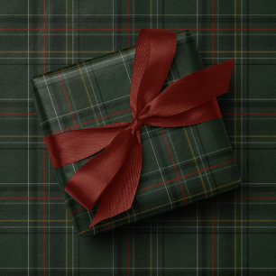 Papier Cadeau Plaid classique de vacances vert chasseur Noël