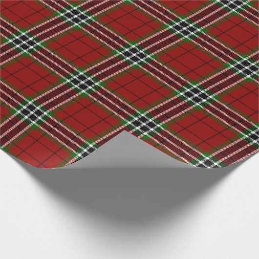 Papier Cadeau Plaid classique rouge vert blanc Noël (Coin)
