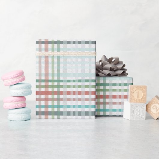 Papier Cadeau Plaid dans les couleurs pastel bleu (Baby Shower)
