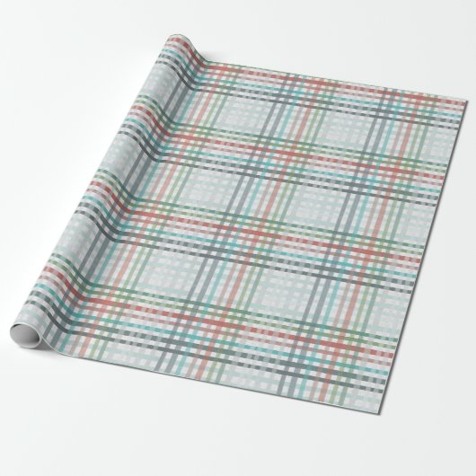 Papier Cadeau Plaid dans les couleurs pastel bleu (Déroulé)