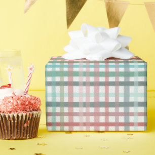 Papier Cadeau Plaid dans les couleurs pastel rose