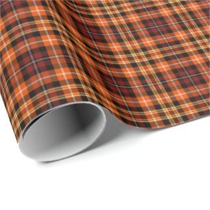 Papier Cadeau Plaid de brun de reinette d'automne, orange et