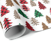 Papier Cadeau Plaid de Buffalo et Leopard (Coin rond)