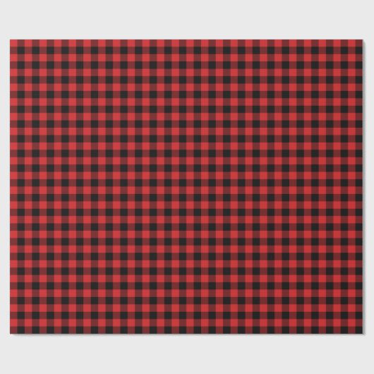 Papier Cadeau Plaid de Buffalo noir et rouge (Plat)