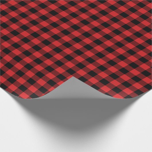 Papier Cadeau Plaid de Buffalo noir et rouge (Coin)