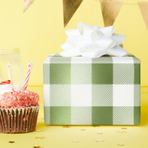 Papier Cadeau Plaid de Buffle blanc vert de verre