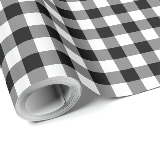 Papier Cadeau Plaid de buffle noir et blanc (Coin rond)