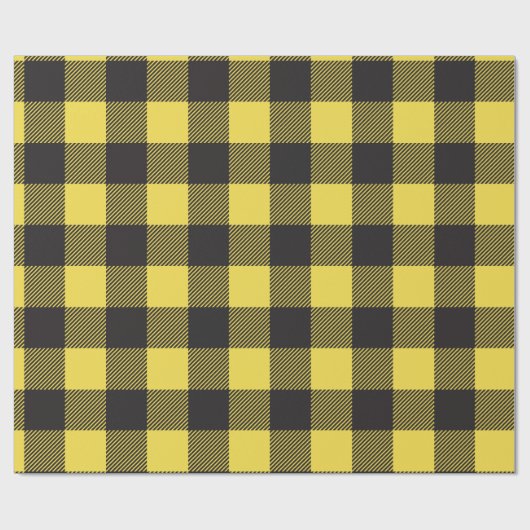 Papier Cadeau Plaid de buffle noir et jaune (Plat)