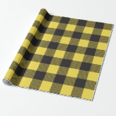 Papier Cadeau Plaid de buffle noir et jaune (Déroulé)