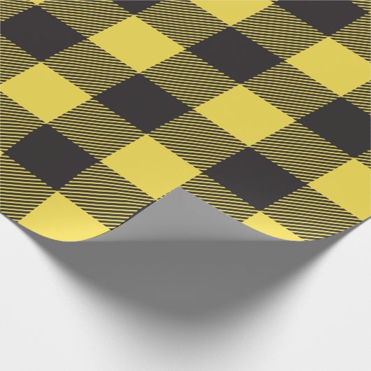 Papier Cadeau Plaid de buffle noir et jaune (Coin)